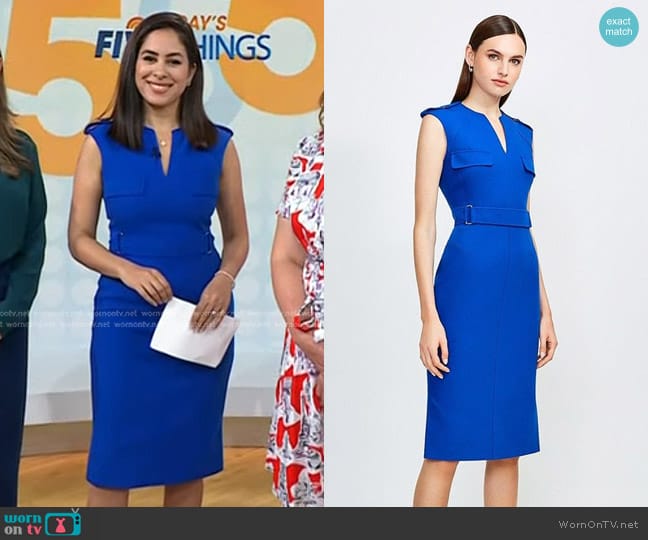 Karen Millen Square D Ring Pencil Midi Dress worn by Seema Mody on Today