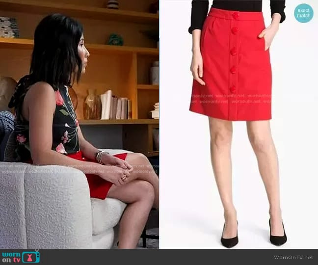 Kate Spade Faylyn Button Front Skirt worn by Vicky Nguyen on NBC News Daily