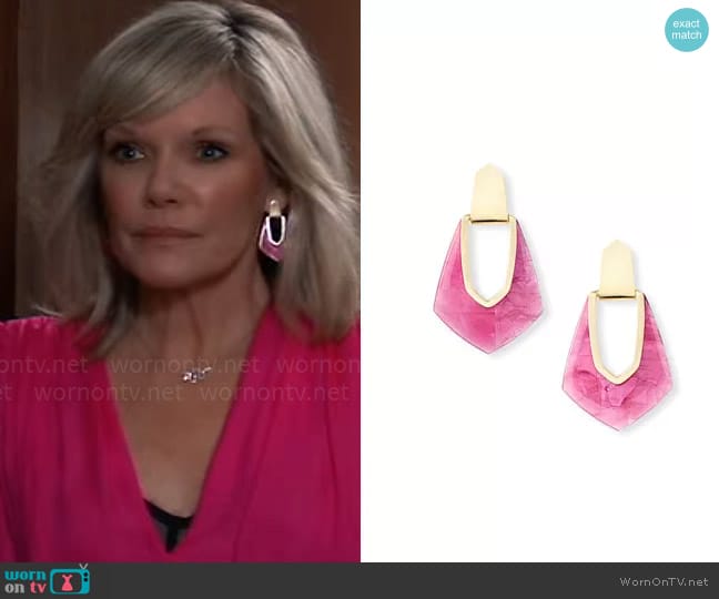 Kendra Scott Kensley Earrings in Gold and Azalea Illusion worn by Ava Jerome (Maura West) on General Hospital