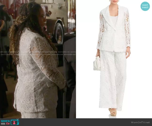 Kobi Halperin Joel Lace Blazer and Kat Pants worn by Karen Wilson (Tracie Thoms) on 9-1-1