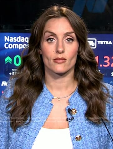 Kristina Partsinevelos’s blue tweed jacket on NBC News Daily