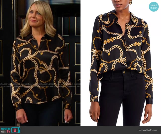 L'Agence Tyler Silk Shirt worn by Nicole Walker (Arianne Zucker) on Days of our Lives