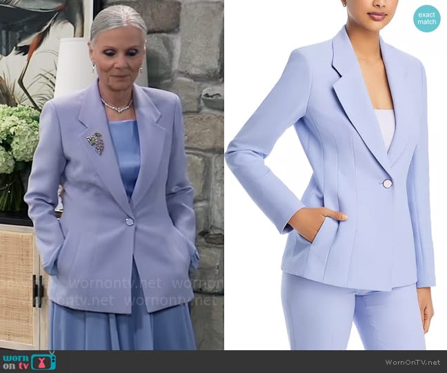 Lafayette 148 NY Notch Lapel Fitted Blazer in Wild Bluet worn by Tracy Quartermaine (Jane Elliot) on General Hospital