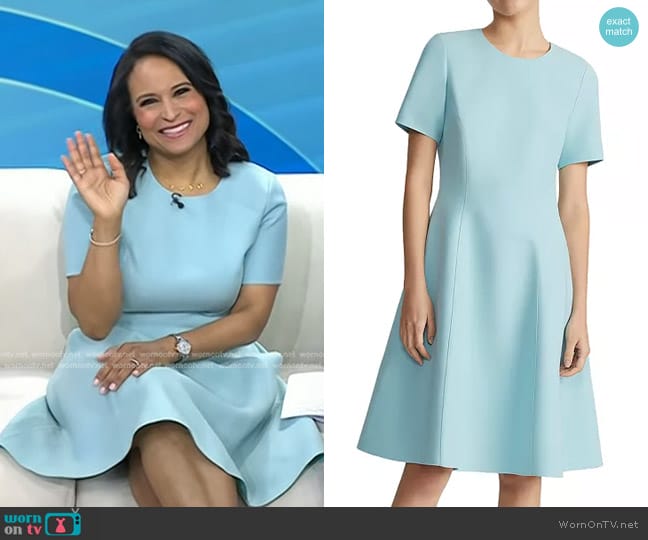 Lafayette 148 NY Wool & Silk Short Sleeve Dress in Sea Grass worn by Kristen Welker on Today