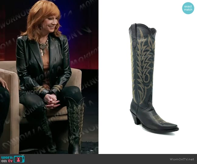 Boot Star Laurel Western Tall in Black worn by Reba McEntire on The Voice