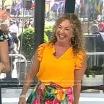 Laurie Schacht’s yellow ruffle top and floral skirt on Today