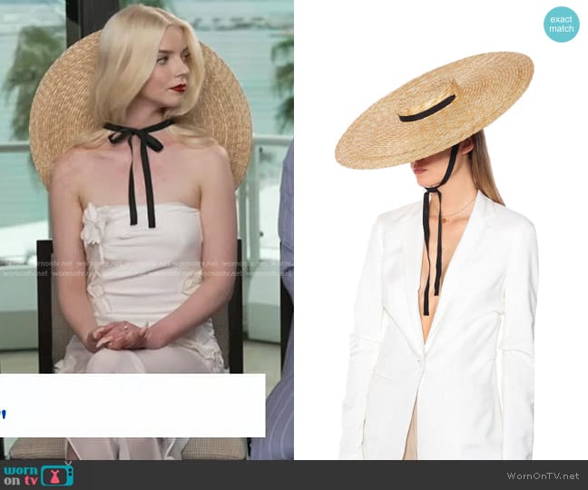 Jacquemus Le Chapeau Santon Hat in Natural worn by Anya Taylor-Joy on Good Morning America