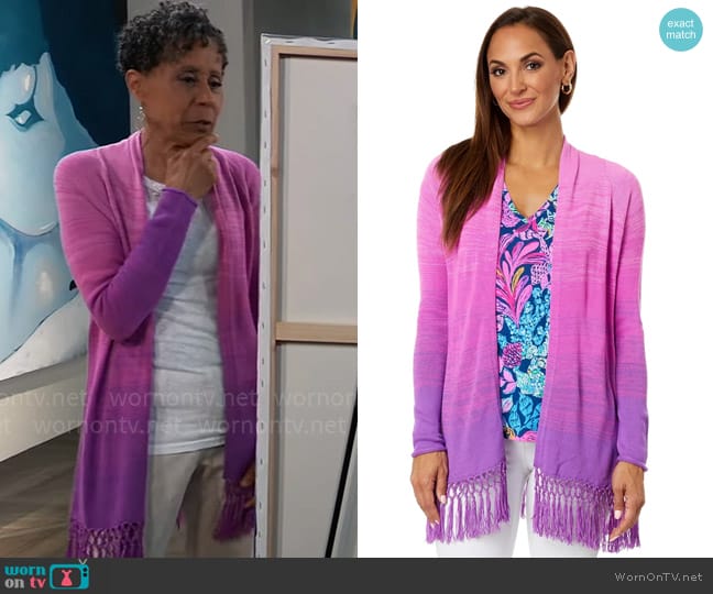 Lilly Pulitzer Tatum Ombre Cardigan worn by Stella Henry (Vernee Watson) on General Hospital