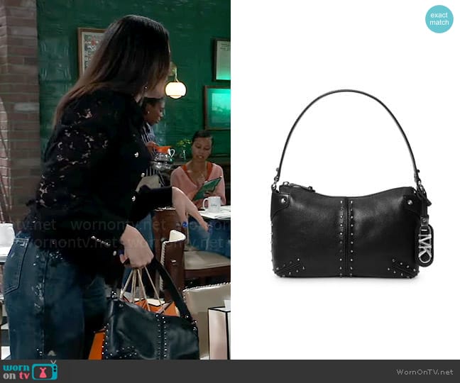 MICHAEL Michael Kors Astor Large Leather Pouchette worn by Lois Cerullo (Rena Sofer) on General Hospital