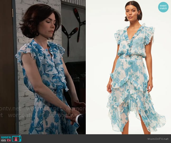 MISA Los Angeles Dakota Dress worn by Elizabeth Webber (Rebecca Herbst) on General Hospital