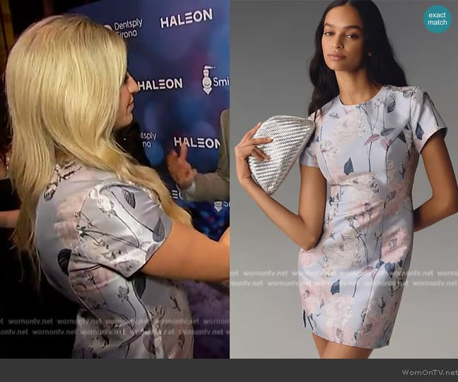 Mac Duggal Floral Jacquard Cocktail Minidress worn by Ashley Bellman on E! News