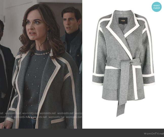 Maje Belted wool-blend coat worn by Audrey Corsa (Audrey Corsa) on Elsbeth