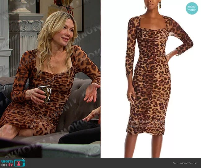 L'Agence Marise Leopard Print Bodycon Dress worn by Kristen DiMera (Stacy Haiduk) on Days of our Lives