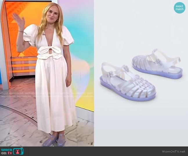 Melissa Possession Jelly Fisherman Sandal in Pearly Blue worn by Rumer Willis on Today