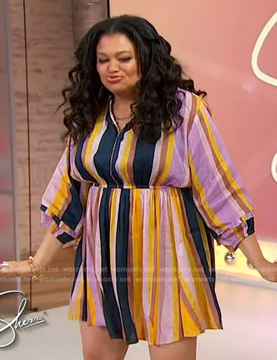 Michelle Buteau's  striped mini dress on Sherri