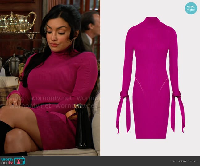 Milly Rowa Cascading Cuff Mini Dress worn by Audra Charles (Zuleyka Silver) on The Young and the Restless