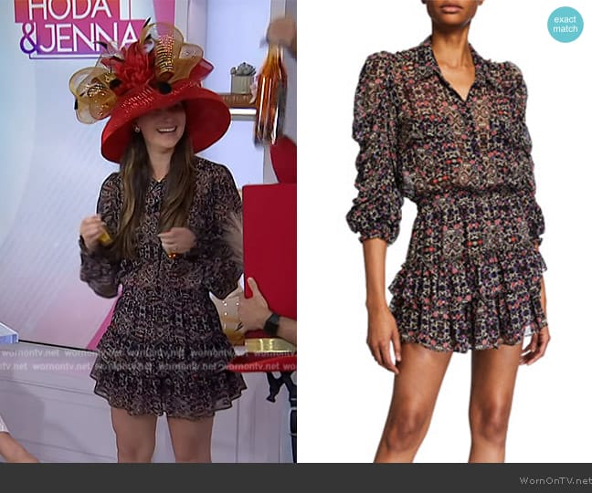 Misa Adora Printed Button Front Ruffle Dress worn by Sydney Adler on Today