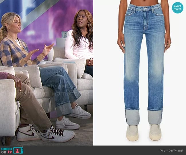 Mother The Duster Skimp Cuffed Straight Leg Jeans worn by Amanda Kloots on The Talk