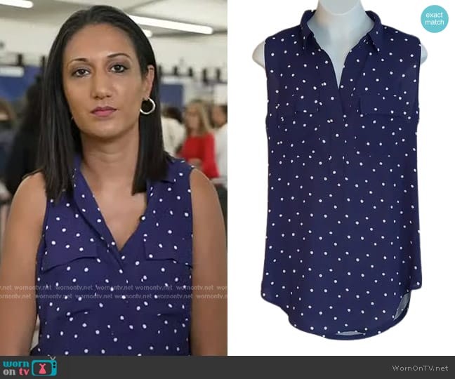 Loft Polka Dot Sleeveless Top worn by Priya Sridhar on Today