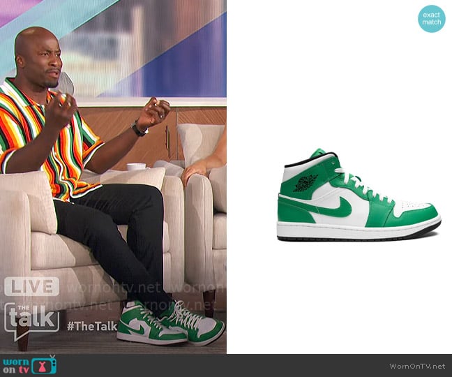 Nike Air Jordan 1 Mid in Lucky Green worn by Akbar Gbajabiamila on The Talk