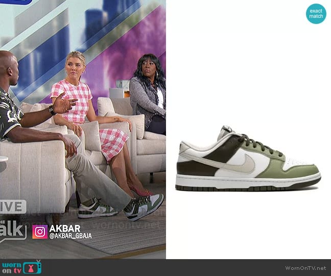 Nike Dunk Low Sneakers in Oil Green worn by Akbar Gbajabiamila on The Talk