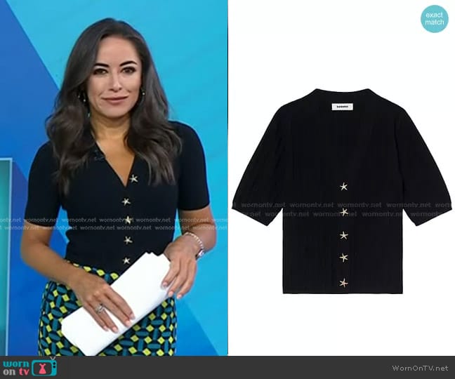 Sandro Nolan Ribbed Star Button Cardigan worn by Kaylee Hartung on Today