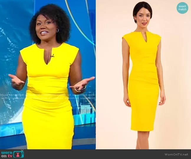 Nora Gardner Shira Dress in Saffron Yellow worn by Janai Norman on Good Morning America