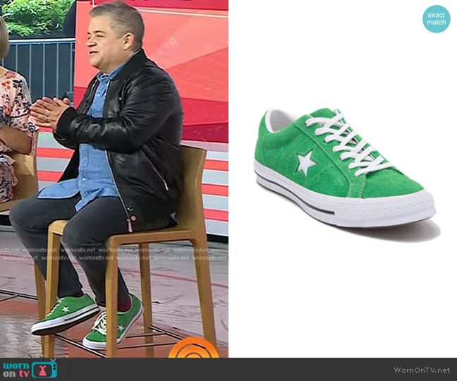 Converse One Star Oxford Suede Star Sneaker in Green worn by Patton Oswalt on Today