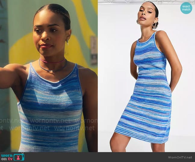 & Other Stories Mini cami dress with cut out detail in space dye knit worn by Faran Bryant (Zaria) on Pretty Little Liars Original Sin