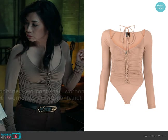 Pinko Ruched long-sleeve body worn by Melody Bayani (Liza Lapira) on The Equalizer