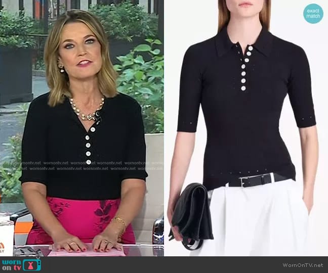 Proenza Schouler White Label Spencer Silk Cotton Polo Top worn by Savannah Guthrie on Today