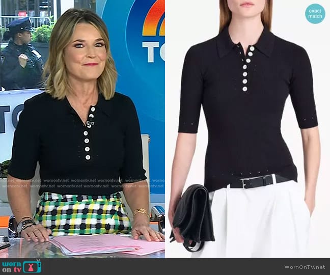 WornOnTV: Savannah’s black polo top and plaid skirt on Today | Savannah ...