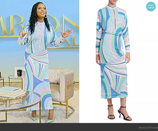 Pucci Very Vivara Crepe Belted Kaftan worn by Tamron Hall on Tamron Hall Show