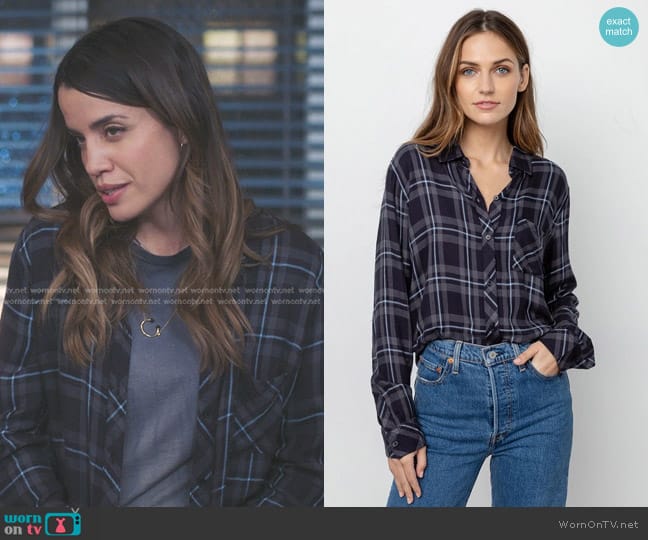 Rails Hunter Plaid Shirt in Grey Midnight Sky worn by Monica Beltran (Natalie Morales) on Greys Anatomy