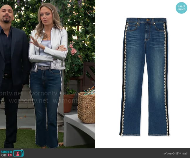 Ramy Brook Val Cropped Pearl Jean worn by Abby Newman (Melissa Ordway) on The Young and the Restless