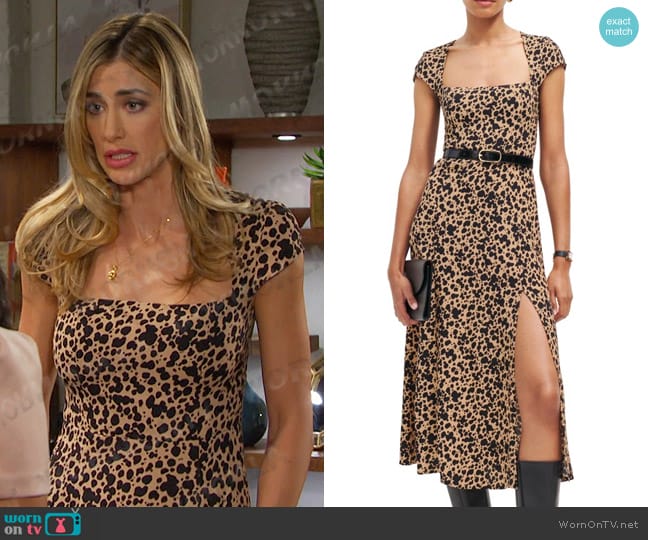 Reformation Elton Abstract Animal Print Cutout Midi Dress worn by Sloan Peterson (Jessica Serfaty) on Days of our Lives