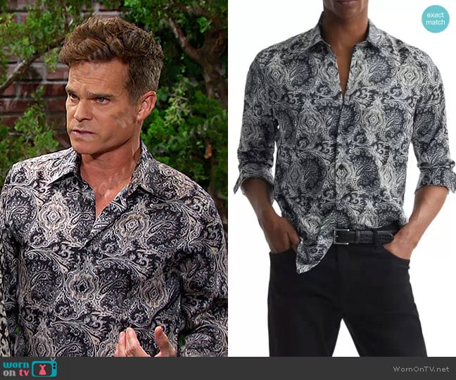 Reiss Cousin Paisley Button-Up Shirt worn by Leo Stark (Greg Rikaart) on Days of our Lives