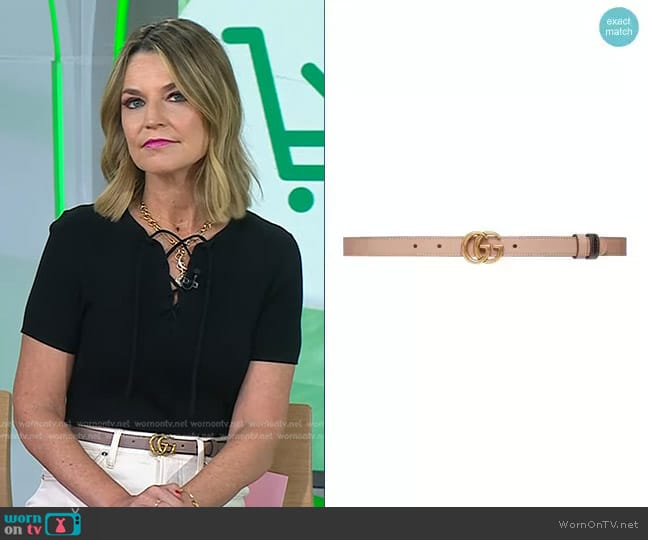 Gucci Reversible Logo-Plaque Belt worn by Savannah Guthrie on Today