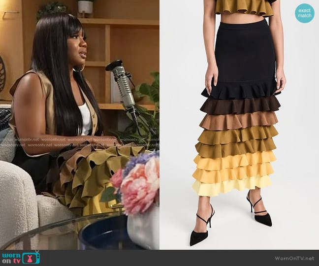 Rosie Assoulin Ruffle Skirt worn by Sarah Jakes Roberts on Today