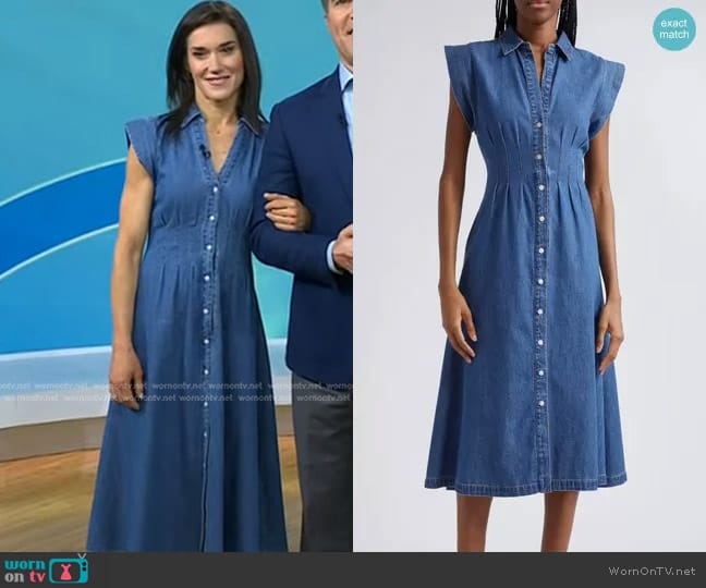 Veronica Beard Ruben Denim Midi Shirtdress in Cornflower worn by Rebecca Alexander on Today