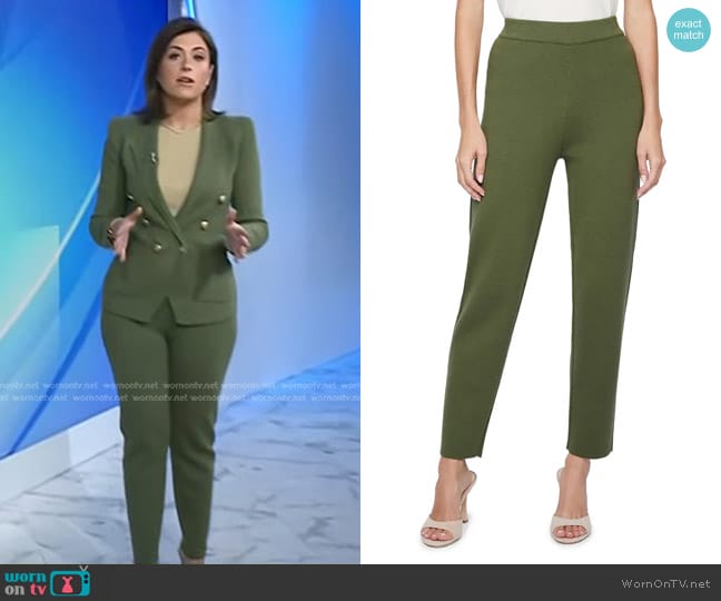 L'Agence Saskia Straight Leg Knit Pants in Clover worn by Chloe Melas on Today