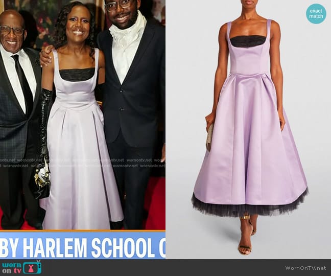 Carolina Herrera Satin Midi Dress worn by Deborah Roberts on Today