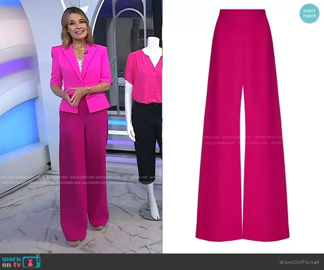 Sergio Hudson Signature High-Waisted Wool Wide-Leg Pants worn by Savannah Guthrie on Today