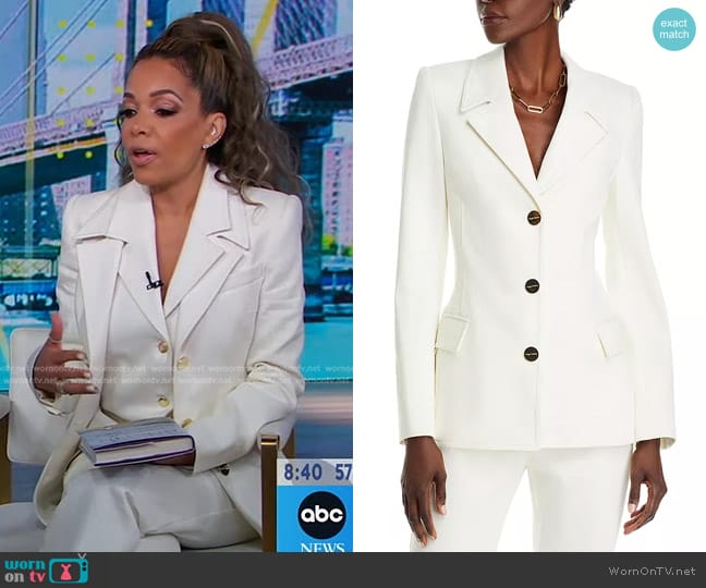 Sergio Hudson Button-Front Blazer Jacket in White worn by Sunny Hostin on Good Morning America