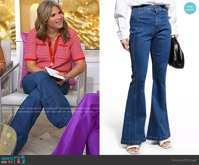 Veronica Beard Sheridan Seamed High-Rise Bell-Bottom Jeans worn by Jenna Bush Hager on Today