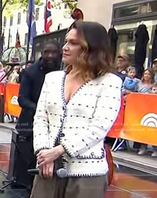 Shoshana Bean's white sequin cardigan jacket on Today