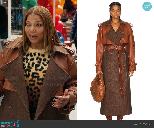 Simkhai Doni Faux Leather Combo Trench Coat worn by Robyn McCall (Queen Latifah) on The Equalizer