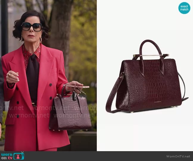 Strathberry The Strathberry Midi Tote in Croc-Embossed Leather Burgundy worn by Margaret Wright (Marcia Gay Harden) on So Help Me Todd