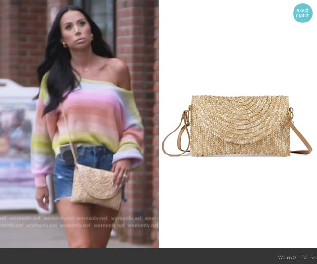  Straw Clutch Purse Lui Sui worn by  on The Real Housewives of New Jersey