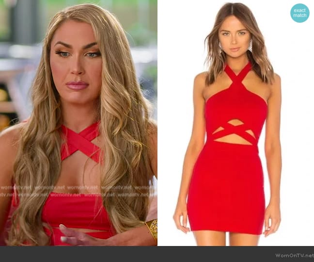 Superdown Red Halter Cutouts Mini Dress worn by Alexandra Harper  on Selling the OC